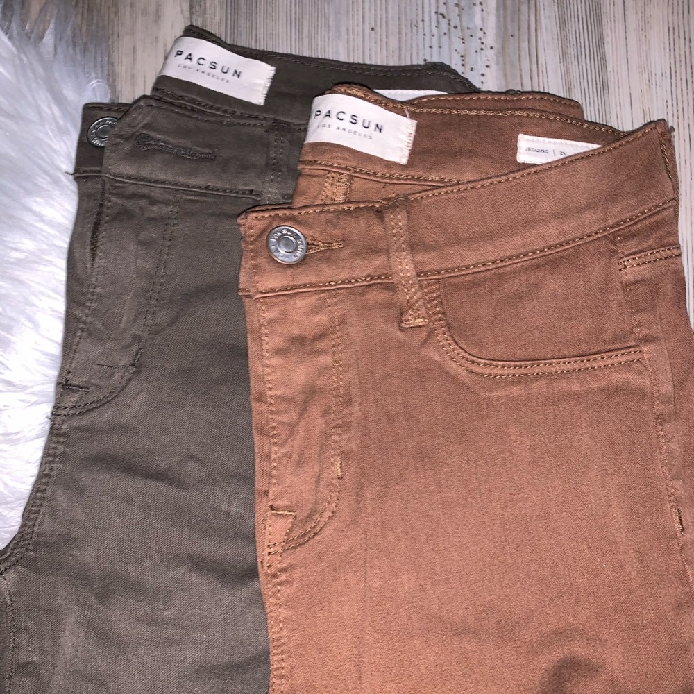 Two pairs of colored jeans